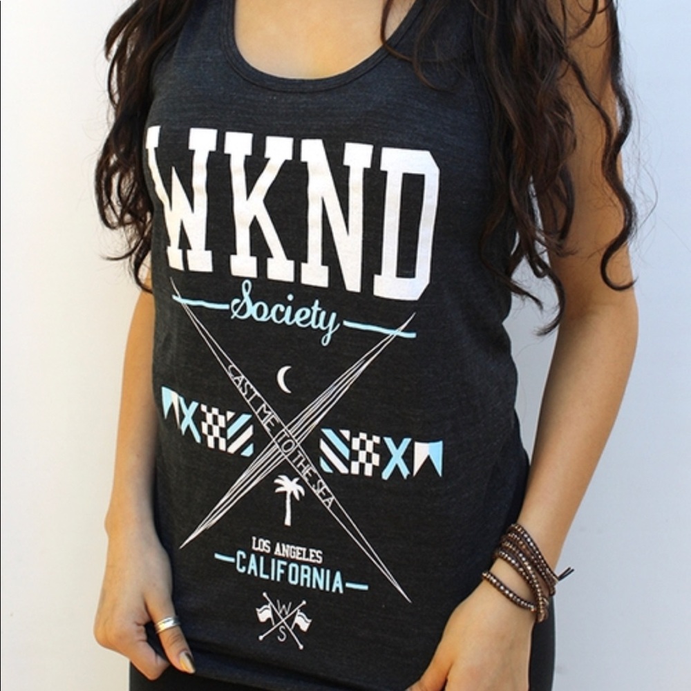 Weekend Society Cast Away Tank Black NWT
